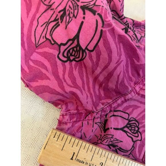 Panhandle slim girls medium pink roses western cowgirl pearl snap long sleeved s - Picture 8 of 9